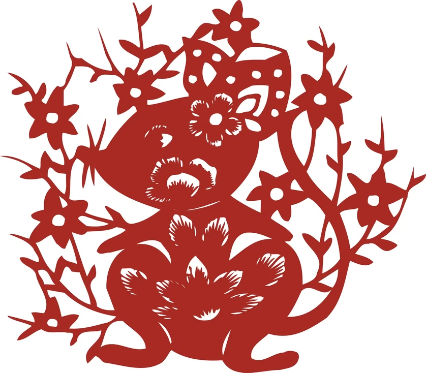 中国风中式传统喜庆民俗人物动物窗花剪纸插画边框AI矢量PNG素材【1552】